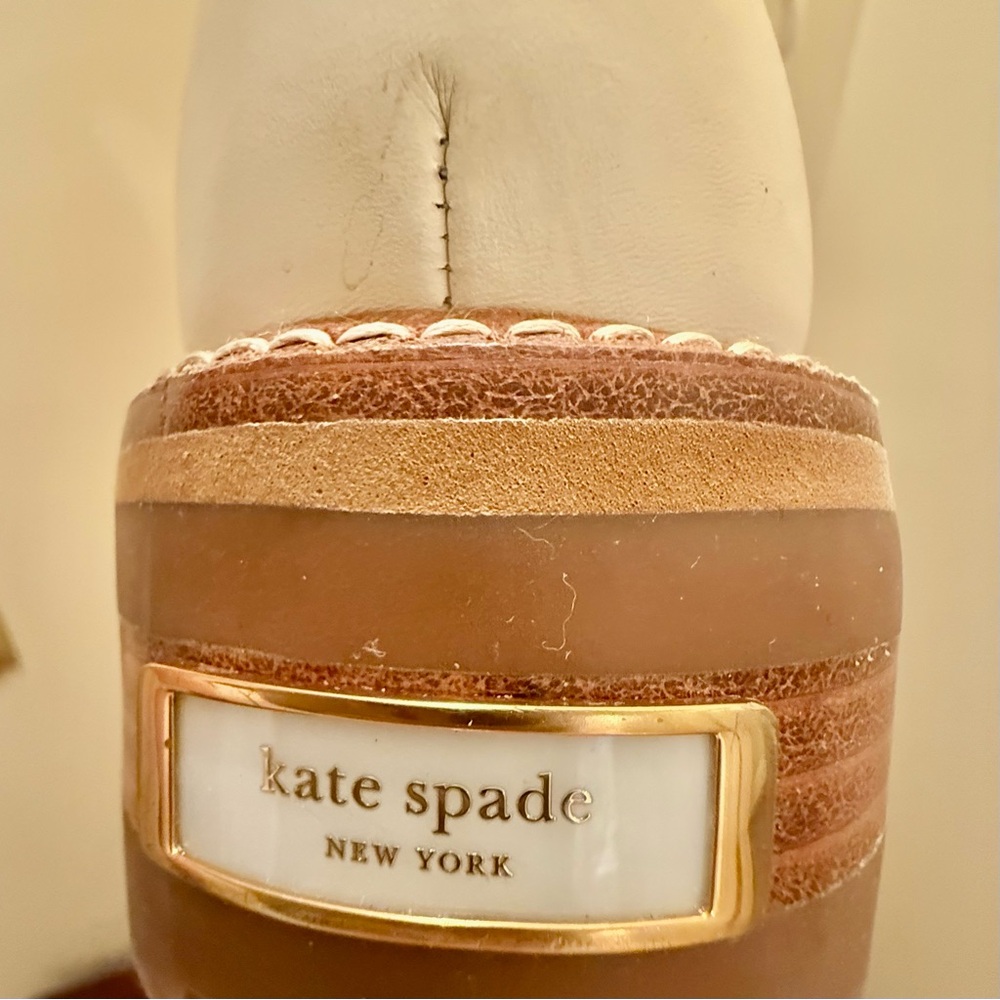 Kate Spade Cream White Merritt Lace-up Combat Boots with Tan Lug Soles 8.5 EUC - Picture 3 of 3